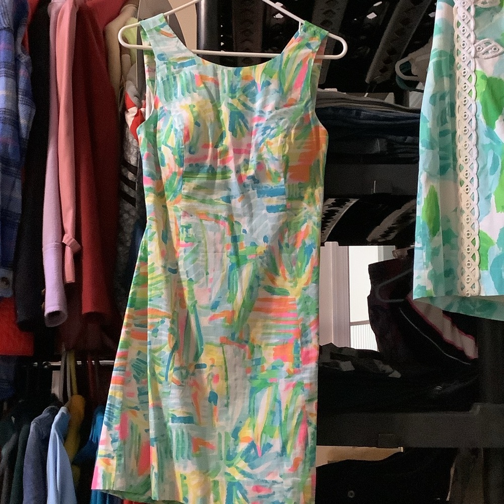 Lilly Pulitzer Colorful Brushstroke Tie Back Mini Dress, Preppy Resort